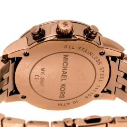 Pre Owned Michael Kors Brown Mother of Pearl Brown Ion Coated Stainless Steel Ritz MK5547 Women's Wristwatch 36 mm