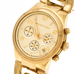 مملوكة مسبقًا  ساعة يد نسائية مايكل كورس رانواي تويست MK3131 ستانلس ستيل مطلي ذهب 37 مم