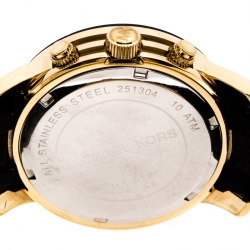 Pre Owned Michael Kors Black Gold Plated Stainless Steel Black Silicon Rubber Runway MK5191 Women's Wristwatch 38 mm