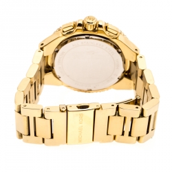 مملوكة مسبقًا Michael Kors White Yellow Gold Plated Stainless Steel Bradshaw MK5657 Women's Wristwatch 45 mm
