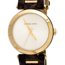 Pre Owned Michael Kors Gold Plated Stainless Steel Delray MK4314 Women's Wristwatch 36MM