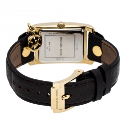 Pre Owned Michael Kors Yellow Gold Plated Stainless Steel Leather Jet Set MK2166 Women's Wristwatch 26 mm