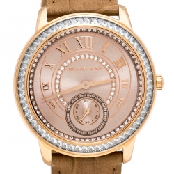 Pre Owned Michael Kors Rose Gold PVD Coated Stainless Steel Madelyn MK2448 Women's Wristwatch 40 mm