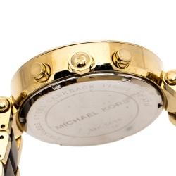 Pre Owned Michael Kors Yellow Gold Plated Stainless Steel Tortoise Parker MK5688 Women's Wristwatch 39 mm