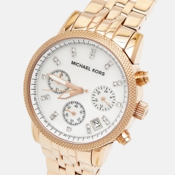 Michael Kors Mother of Pearl Rose Gold Plated Stainless Steel Jet Set MK5026 Women's Wristwatch 38 mm