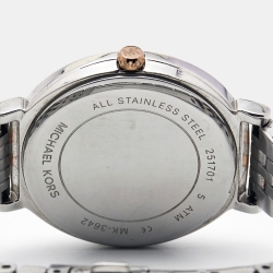 Pre Owned Michael Kors Grey Mother of Pearl Two Tone Stainless Steel Cinthia MK3642 Women's Wristwatch 33 mm