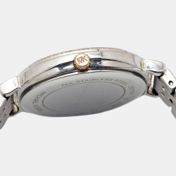 Pre Owned Michael Kors Grey Mother of Pearl Two Tone Stainless Steel Cinthia MK3642 Women's Wristwatch 33 mm