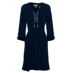 MICHAEL Michael Kors Navy Drawstring Detail Dress S