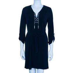 MICHAEL Michael Kors Navy Drawstring Detail Dress S