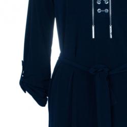 MICHAEL Michael Kors Navy Drawstring Detail Dress S