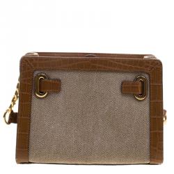 Pre Owned حقيبة كروس مايكل كورس هاميلتون كانفاس بني وجلد مرصعة