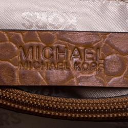 Pre Owned حقيبة كروس مايكل كورس هاميلتون كانفاس بني وجلد مرصعة