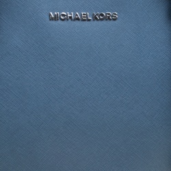 Pre Owned حقيبة يد مايكل مايكل كورس سحاب علوي جت ست جلد سافيانو زرقاء
