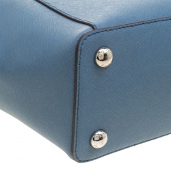 Pre Owned حقيبة يد مايكل مايكل كورس سحاب علوي جت ست جلد سافيانو زرقاء