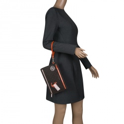 Pre Owned MICHAEL Michael Kors Brown Signature Coated Canvas Large Sail Away Travel Wristlet 