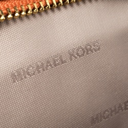 Pre Owned MICHAEL Michael Kors Brown Signature Coated Canvas Large Sail Away Travel Wristlet 