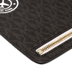 Pre Owned MICHAEL Michael Kors Brown Signature Coated Canvas Large Sail Away Travel Wristlet 