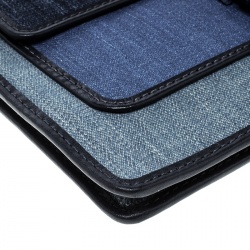 Pre Owned Michael Michael Kors Blue Denim and Leather Medium Cooper Wristlet 