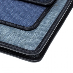 Pre Owned Michael Michael Kors Blue Denim and Leather Medium Cooper Wristlet 