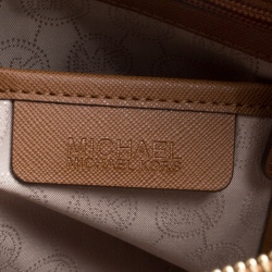 مملوكة مسبقًا Michael Michael Kors Brown Saffiano Leather Top-zip Jet Set Tote