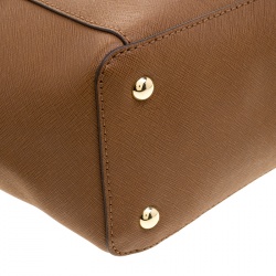 مملوكة مسبقًا Michael Michael Kors Brown Saffiano Leather Top-zip Jet Set Tote