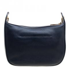 Pre Owned Michael Michael Kors Navy Blue Leather Medium Raven Messenger Bag