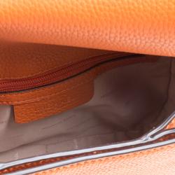 Pre Owned Michael Michael Kors Orange Leather Medium Maxine Saddle Crossbody Bag