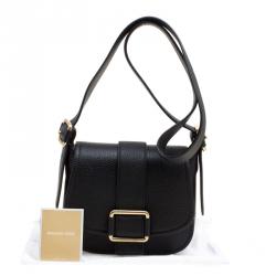 Pre Owned حقيبة كروس مايكل مايكل كورس ساديل ماكسين جلد أسود متوسطة