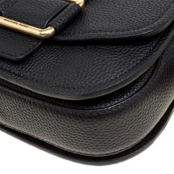 Pre Owned حقيبة كروس مايكل مايكل كورس ساديل ماكسين جلد أسود متوسطة