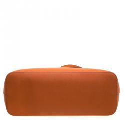 Pre Owned Michael Michael Kors Orange Leather Medium Jet Set Travel Chain Tote