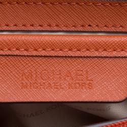 Pre Owned Michael Michael Kors Orange Leather Medium Jet Set Travel Chain Tote
