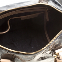 Pre Owned Michael Michael Kors Metallic Black Mirror Signature Leather Large Grayson Satchel 