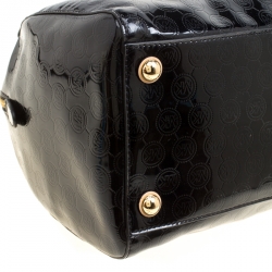 Pre Owned Michael Michael Kors Metallic Black Mirror Signature Leather Large Grayson Satchel 