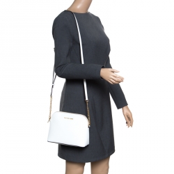 مملوكة مسبقًا حقيبة كروس مايكل مايكل كورس سيندي جلد بيضاء