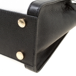 Pre Owned Michael Michael Kors White/Black Leather Large Karson Satchel