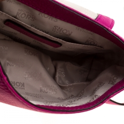 Pre Owned Michael Kors Fuschia Leather Jestset Flap Crossbody Bag