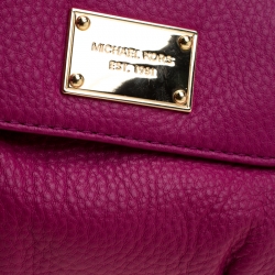 Pre Owned Michael Kors Fuschia Leather Jestset Flap Crossbody Bag