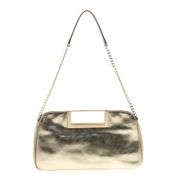 مملوكة مسبقًا MICHAEL Michael Kors Gold Metallic Berkley Clutch
