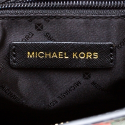 Pre Owned MICHAEL Michael Kors Black/Red MK Rose Leather Medium Selma Tote