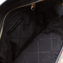 Pre Owned MICHAEL Michael Kors Black/Red MK Rose Leather Medium Selma Tote