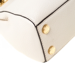 Pre Owned Micheal Kors Cream Python Embossed Leather Astrid Top Handle Bag