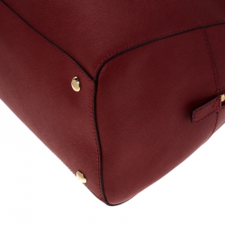 Pre Owned Michael Michael Kors Red Saffiano Leather Scarlet Satchel