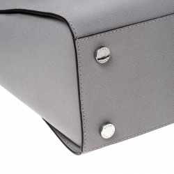 Pre Owned MICHAEL Michael Kors Grey Saffiano Leather Large Selma Tote