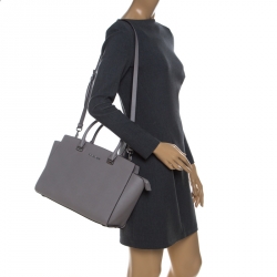 Pre Owned MICHAEL Michael Kors Grey Saffiano Leather Large Selma Tote