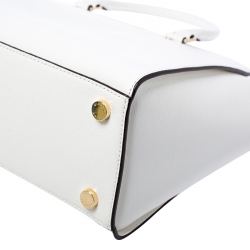Pre Owned MICHAEL Michael Kors White Patent Leather Large Selma Satchel