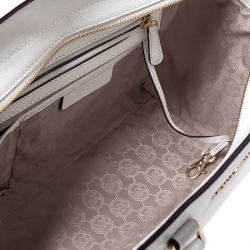 Pre Owned MICHAEL Michael Kors White Patent Leather Large Selma Satchel