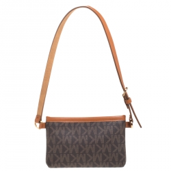 MICHAEL Michael Kors Brown/Tan Signature Coated Canvas and Leather Belt Bag