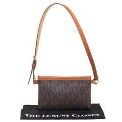 MICHAEL Michael Kors Brown/Tan Signature Coated Canvas and Leather Belt Bag