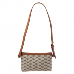 MICHAEL Michael Kors Beige/Tan Signature Coated Canvas and Leather Belt Bag