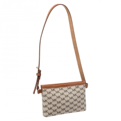 MICHAEL Michael Kors Beige/Tan Signature Coated Canvas and Leather Belt Bag